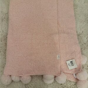 NWT Mud Pie Blush Pink Blanket with Pom Pom Trim
